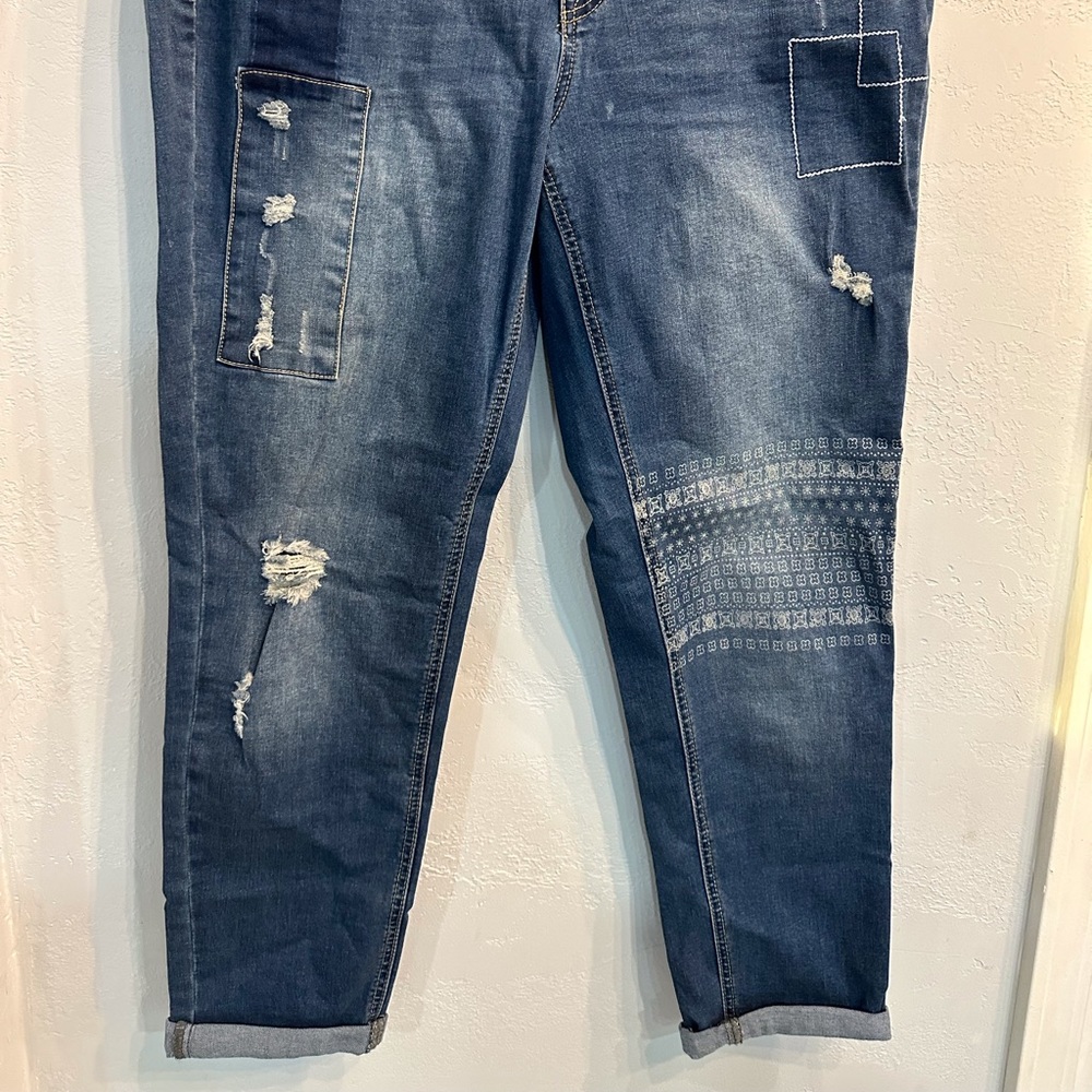 Cato’s brand distressed girfriend jeans